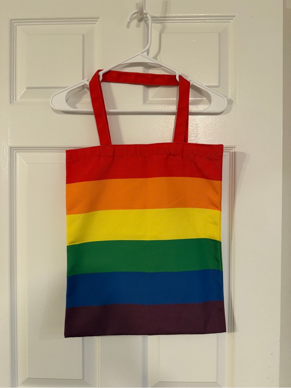 Rainbow Stripe Tote Bag - Bold Red, Orange, Yellow, Green, Blue, Purple Stripes